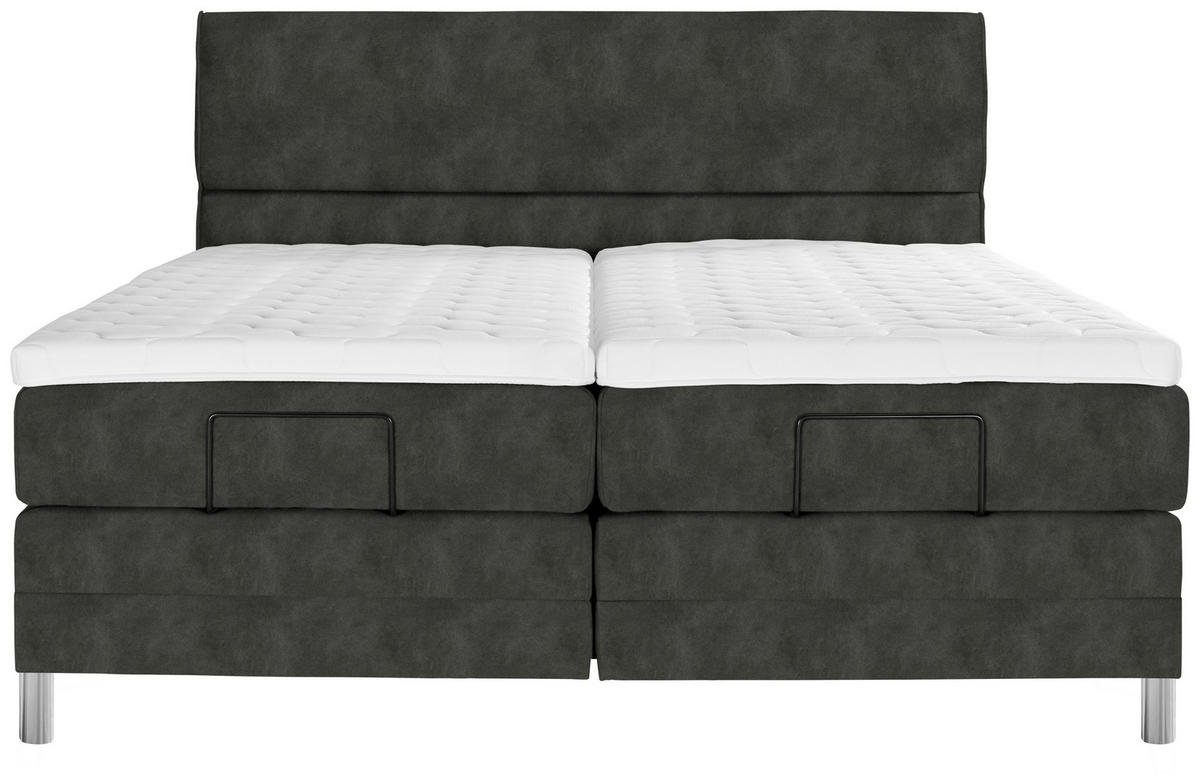 BOXSPRINGBETT 160/200 cm  in Dunkelgrau  - Chromfarben/Dunkelgrau, Konventionell, Kunststoff/Textil (160/200cm) - Voleo