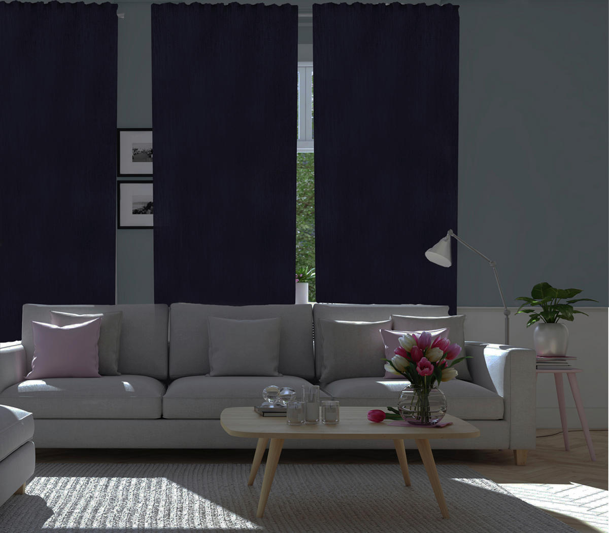 WÄRMESCHUTZVORHANG MILTON Verdunkelung 140/245 cm   - Dunkelblau, Basics, Textil (140/245cm)