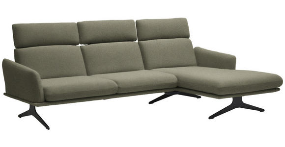ECKSOFA in Flachgewebe Greige 259/152 cm - Greige/Schwarz, Design, Textil/Metall (259/152cm) - Dieter Knoll