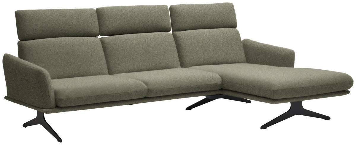 ECKSOFA in Flachgewebe Greige  - Greige/Schwarz, Design, Textil/Metall (259/152cm) - Dieter Knoll