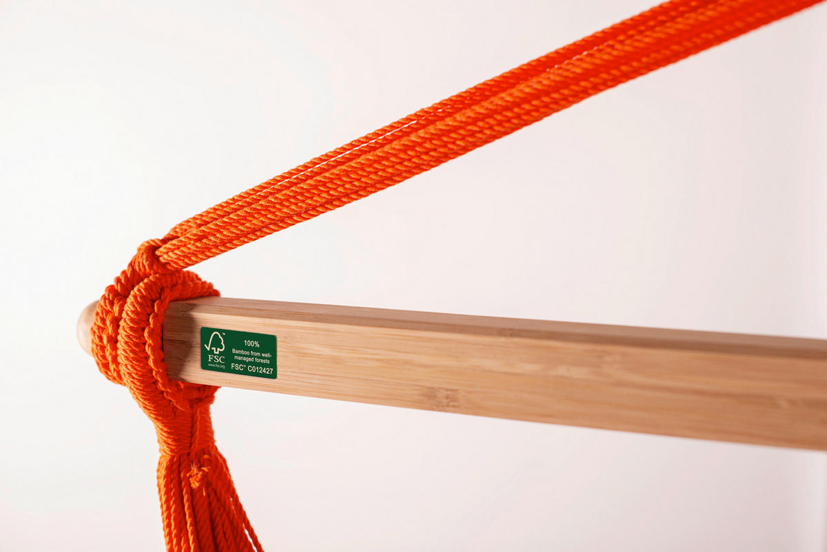 HÄNGESESSEL comfort outdoor 110/160/180 cm  - Gelb/Rot, LIFESTYLE, Holz/Textil (110/160/180cm) - La Siesta