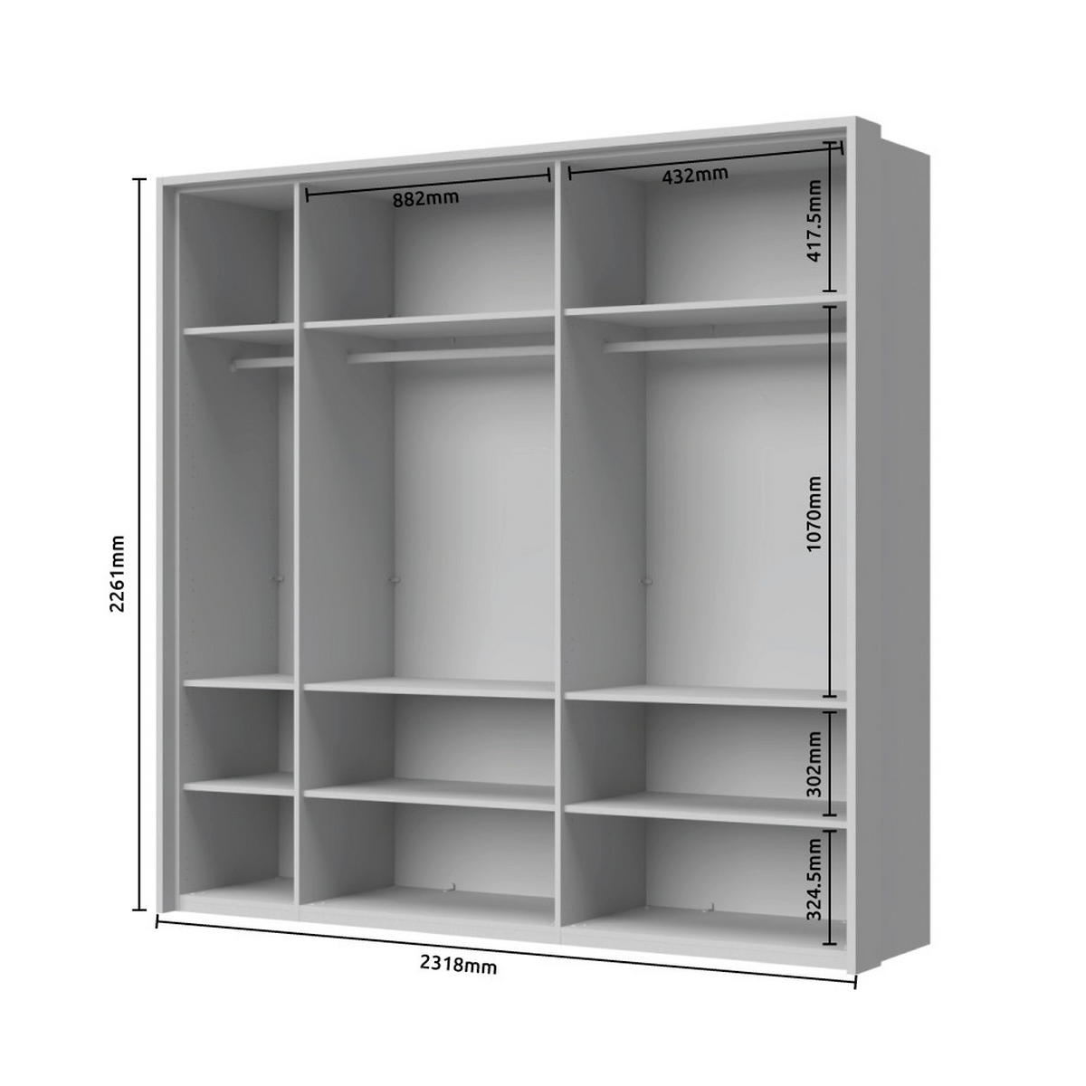 ORMAR SA KLASIČNIM VRATIMA bela, bela visoki sjaj  92/224/56 cm  - bela visoki sjaj/bela, Dizajnerski, metal/pločasti materijal (92/224/56cm)