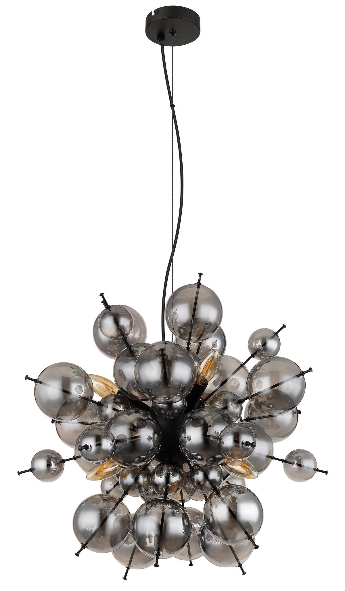 VISEČA SVETILKA        55/120 cm      E14 - črna, Design, kovina/steklo (55/120cm) - Globo