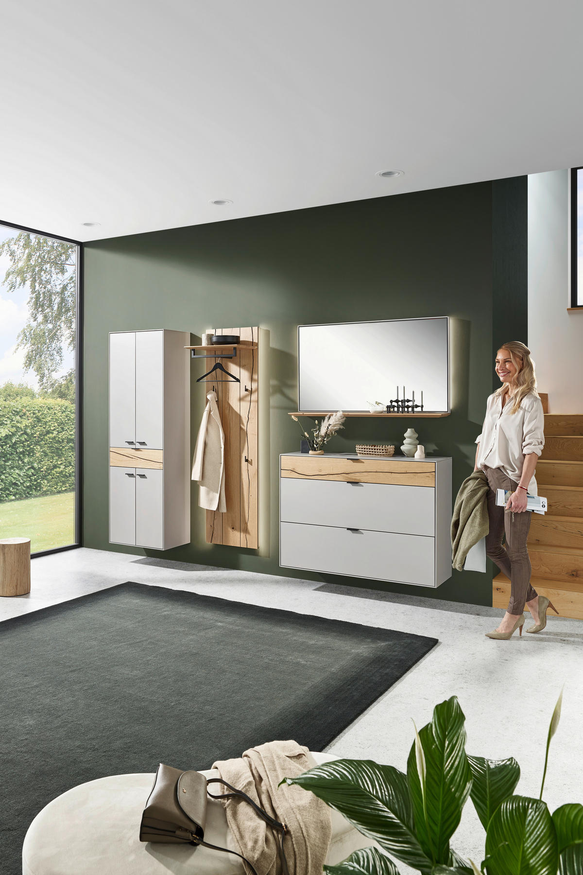 GARDEROBE 4-teilig  in 265,7/205,5/37,1 cm  - Wildeiche/Grau, Design, Glas/Holz (265,7/205,5/37,1cm) - Dieter Knoll