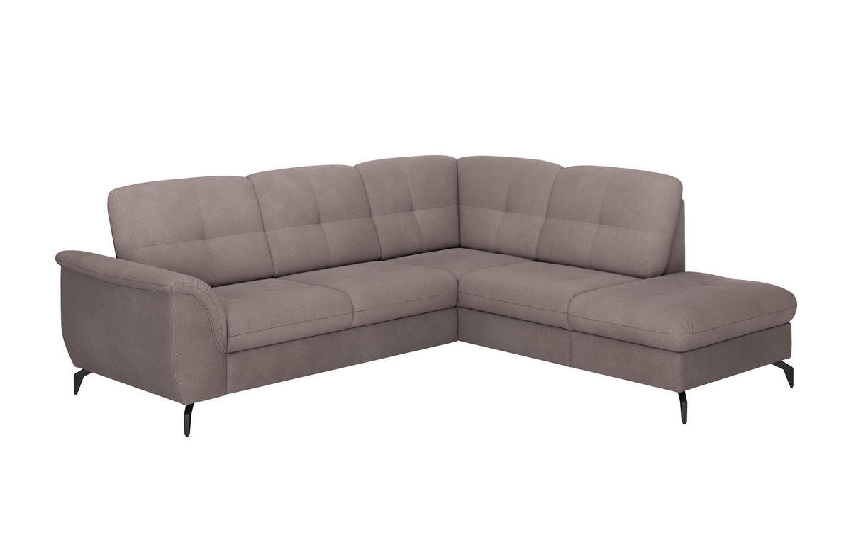 ECKSOFA ZORA E Taupe Flachgewebe  - Taupe/Schwarz, MODERN, Textil/Metall (244/212cm) - Sit & More
