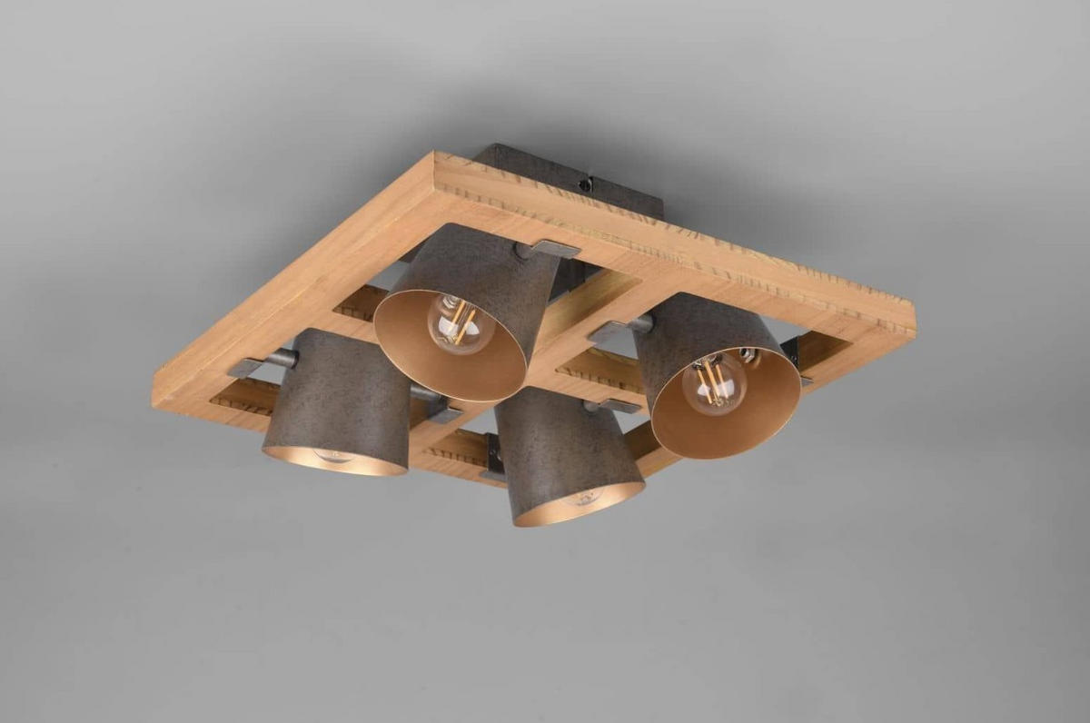 DECKENLEUCHTE    39/19/39 cm  - Goldfarben/Grau, Natur, Metall (39/19/39cm) - Trio Leuchten