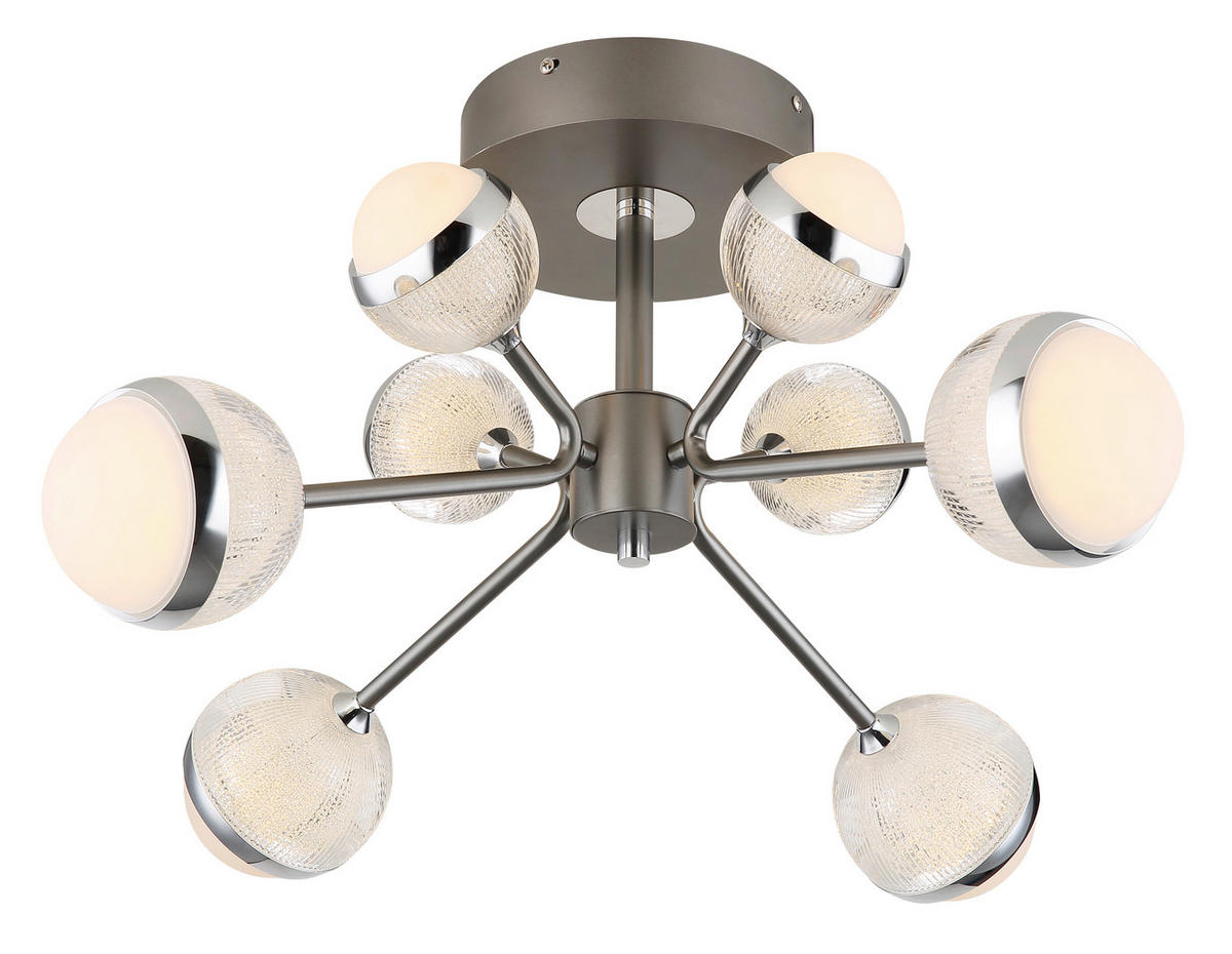 LED-DECKENLEUCHTE 61/29 cm   - Klar/Titanfarben, KONVENTIONELL, Kunststoff/Metall (61/29cm) - Globo