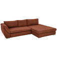 ECKSOFA Rostfarben Flachgewebe  - Rostfarben/Silberfarben, Design, Textil/Metall (306/174cm) - Carryhome