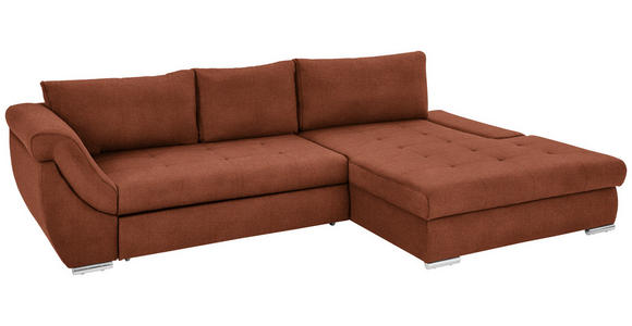 ECKSOFA in Flachgewebe Rostfarben  - Rostfarben/Silberfarben, Design, Textil/Metall (306/174cm) - Carryhome