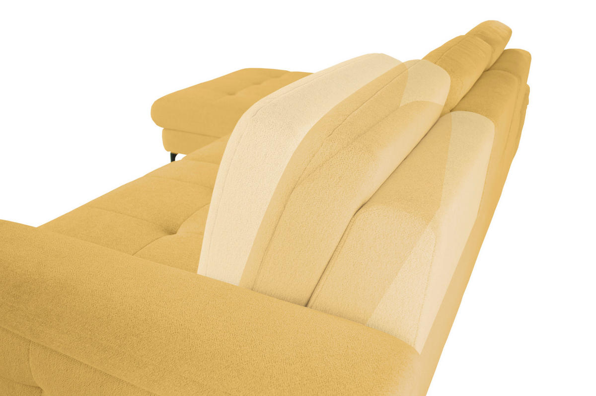 ECKSOFA ALMA in Chenille Gelb  191/285 cm  - Gelb/Schwarz, Design, Textil/Metall (191/285cm) - Livetastic
