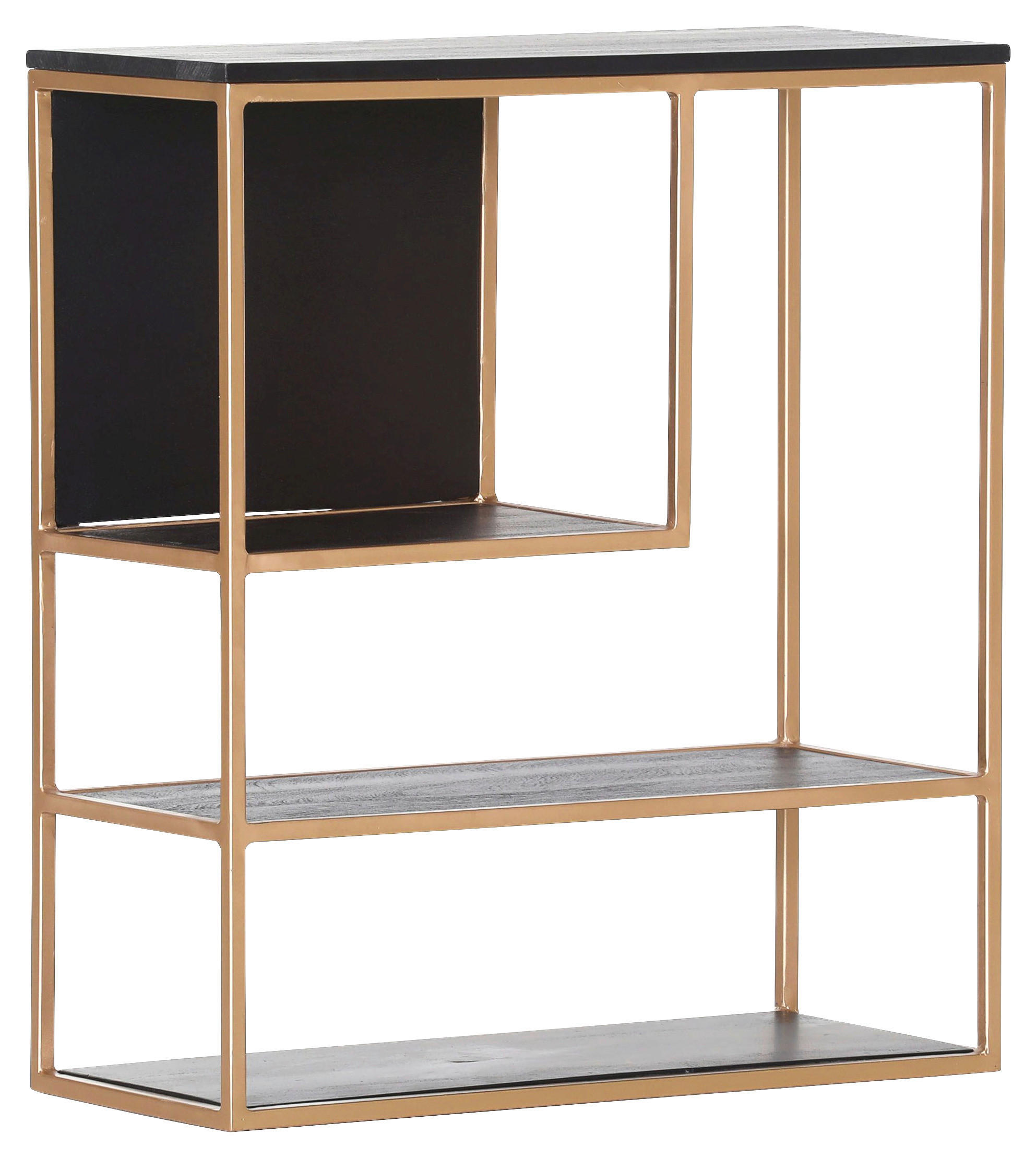 REGAL  70/80/30 cm Schwarz, Goldfarben  - Goldfarben/Schwarz, Design, Holz/Metall (70/80/30cm) - Lomoco