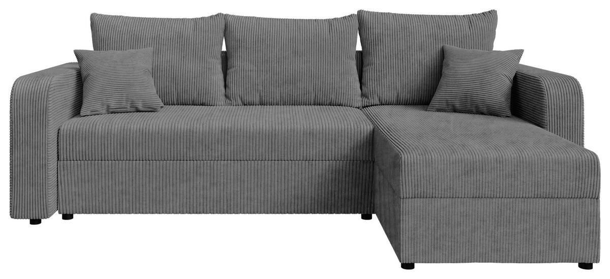 ECKSOFA Dunkelgrau Cord  - Dunkelgrau/Schwarz, KONVENTIONELL, Kunststoff/Textil (140/240cm) - Carryhome