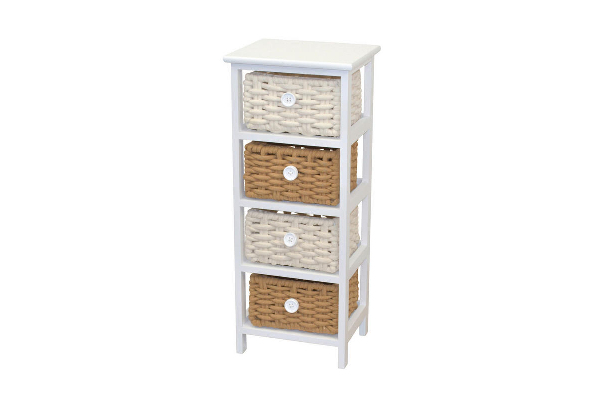 KOMMODE  in  - Creme/Braun, Design, Holz/Textil (25/30/74cm) - MID.YOU