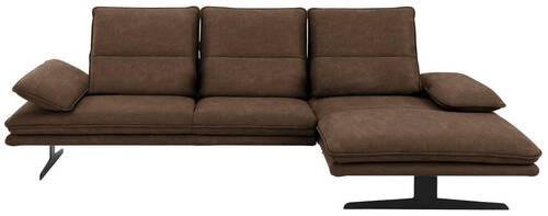 ECKSOFA Braun Mikrofaser - Schwarz/Braun, Design, Textil/Metall (291/164cm) - Chilliano