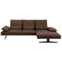 ECKSOFA in Mikrofaser Braun  - Schwarz/Braun, Design, Textil/Metall (291/164cm) - Chilliano