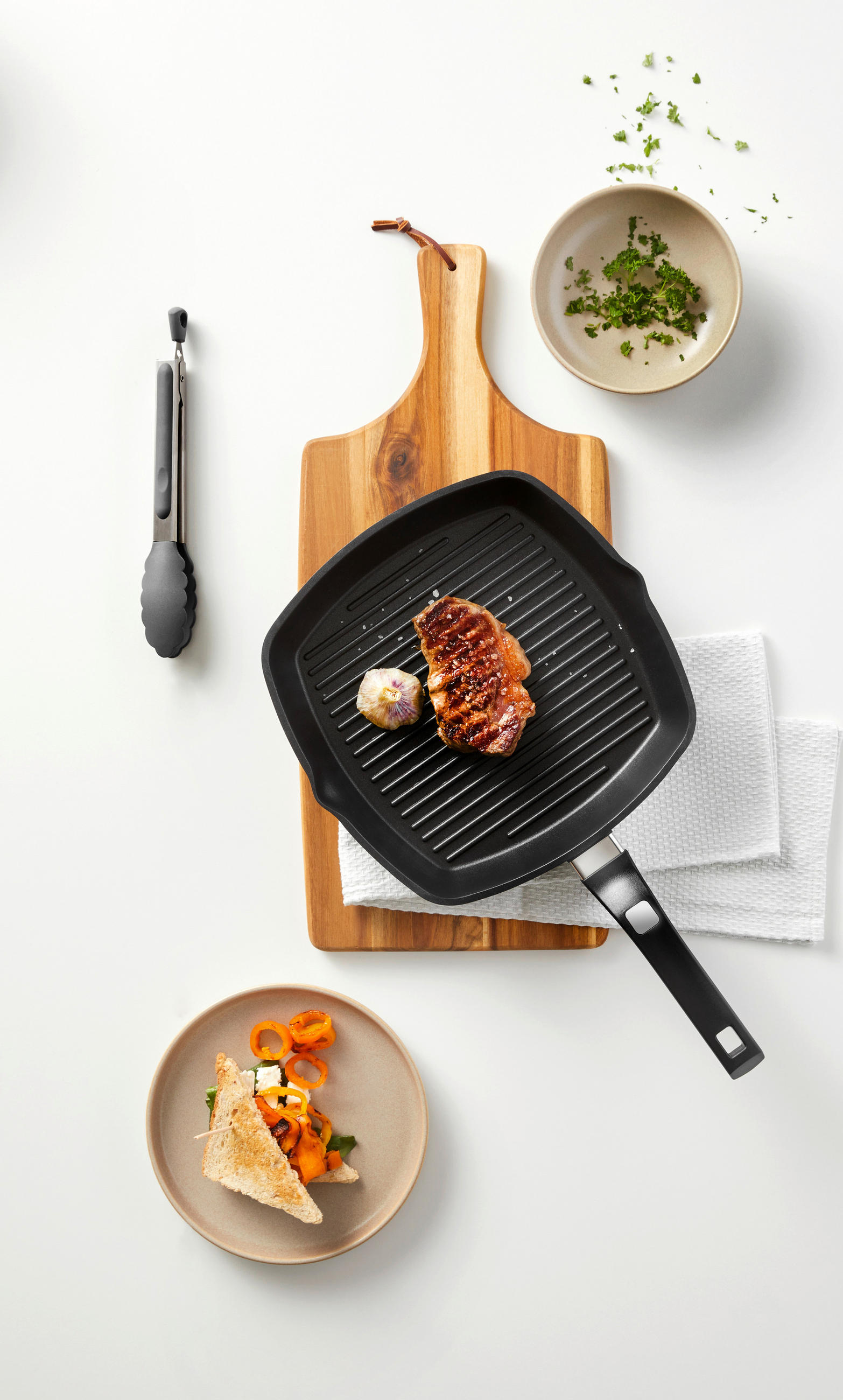GRILLPFANNE Perfect Cooking ILAG®-Antihaftbeschichtung  - Edelstahlfarben/Schwarz, Basics, Kunststoff/Metall (28/28cm) - Homeware Profession.