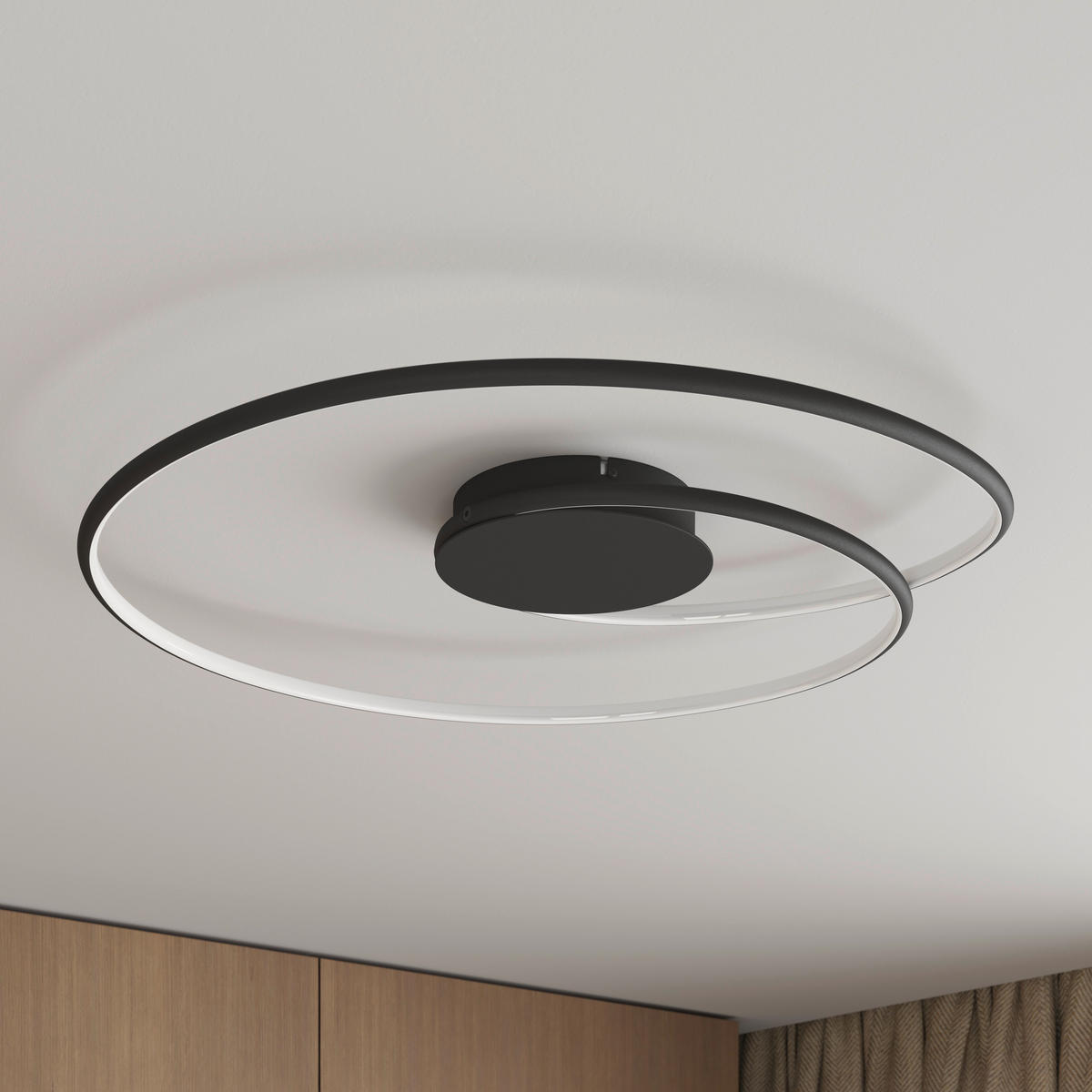 LED-DECKENLEUCHTE Birmingham 67/10 cm   - Schwarz, LIFESTYLE, Kunststoff/Metall (67/10cm) - Novel