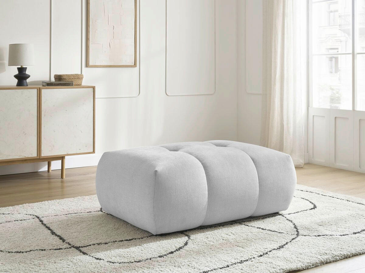 HOCKER FUJI  Leinenoptik Hellgrau  - Hellgrau/Schwarz, MODERN, Kunststoff/Textil (112/44/80cm)