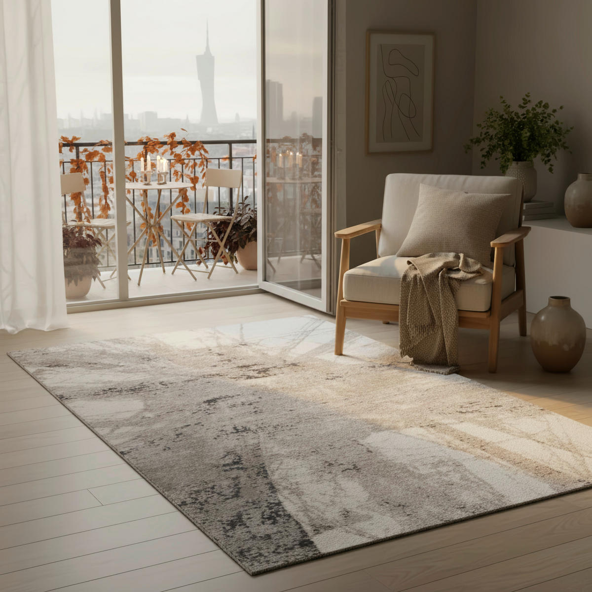 WEBTEPPICH  Wohnzimmer 160/230 cm My Bologna Creme, Grau rechteckig  - Creme/Grau, LIFESTYLE, Textil (160/230cm) - Obsession
