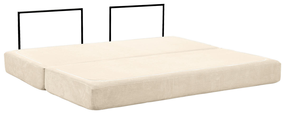 SCHLAFSOFA Cord Creme  - Creme, KONVENTIONELL, Textil/Metall (200/77/80cm) - Carryhome
