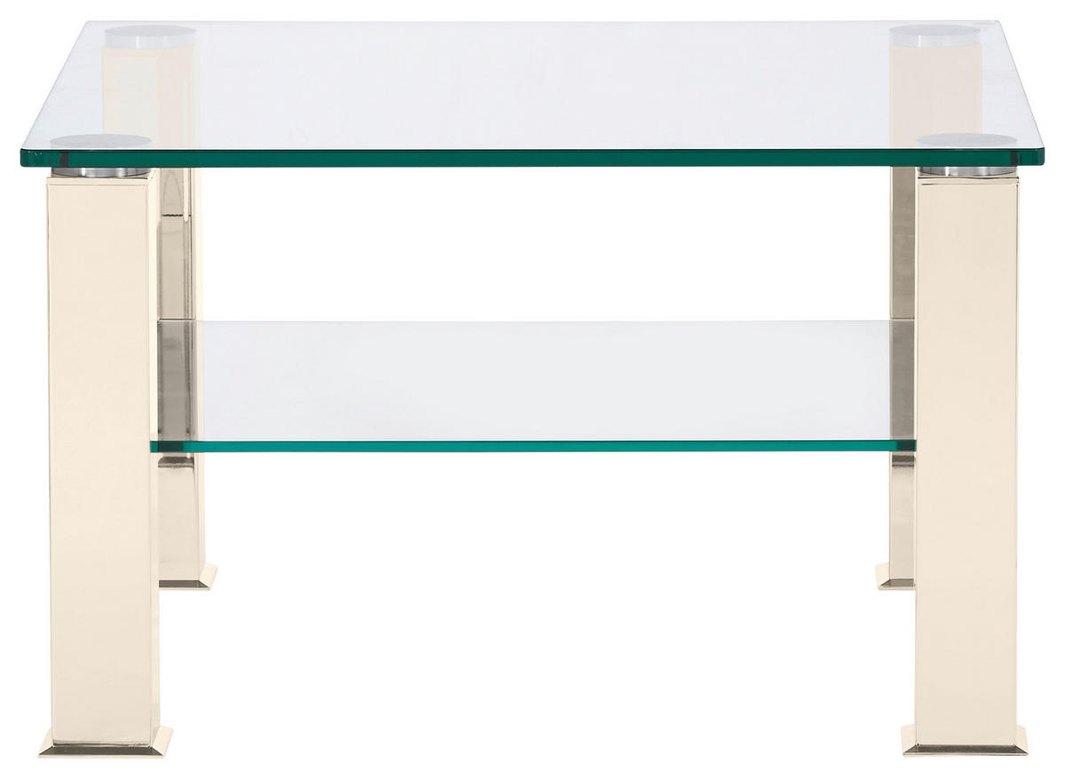 COUCHTISCH Glas, Metall 75/75/42,5 cm  - Weiss/Creme, Design, Glas/Kunststoff (75/75/42,5cm)