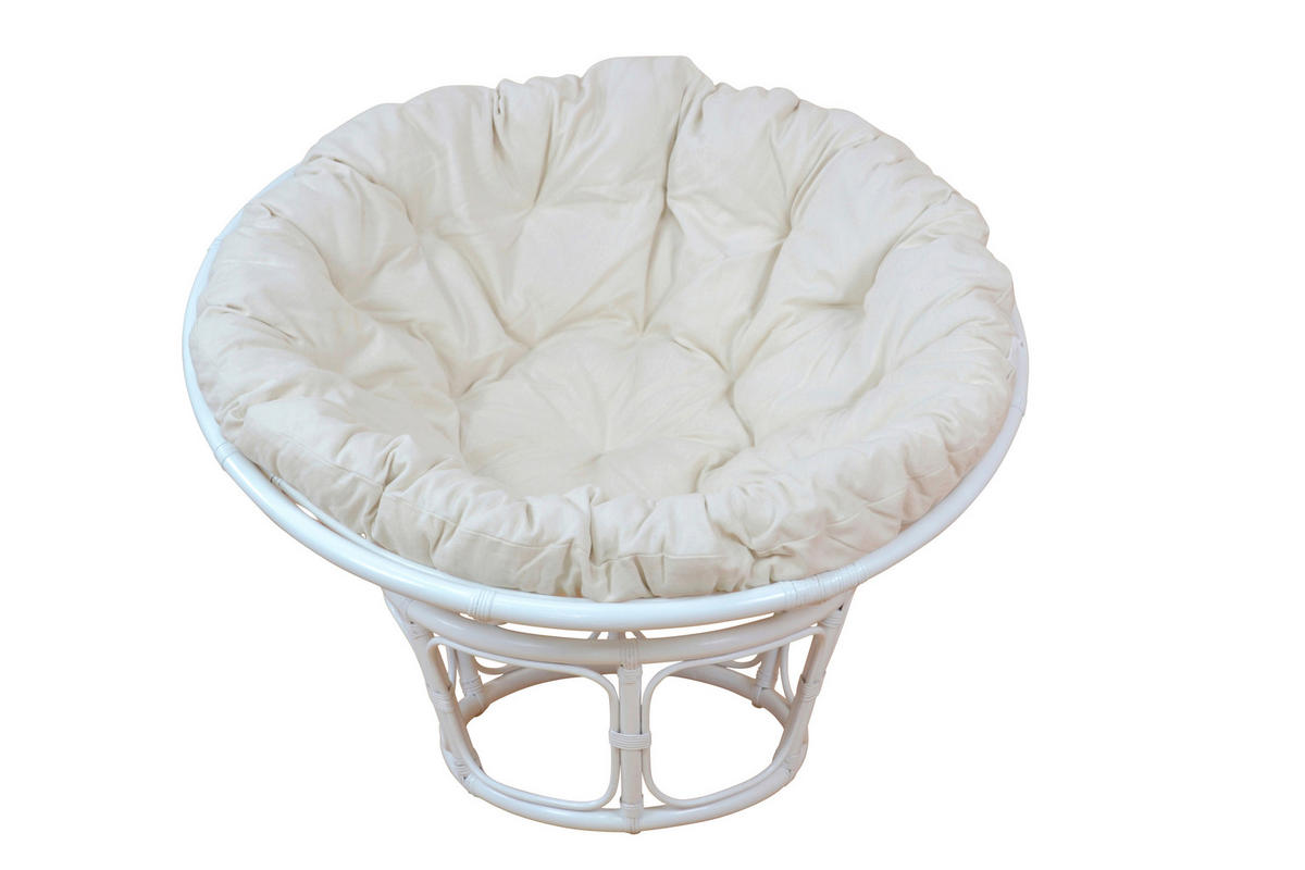 SESSEL Weiß    - Creme/Weiß, Natur, Holz/Textil (100/100/60cm) - MID.YOU