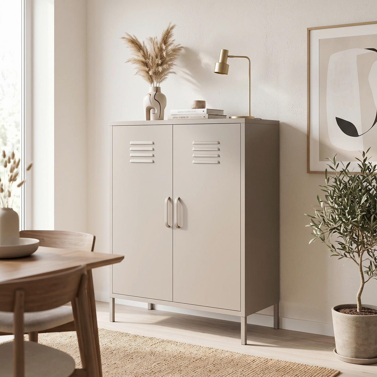 HIGHBOARD Bradford 79/100/39 cm  - Taupe, Design, Metall (79/100/39cm) - MID.YOU