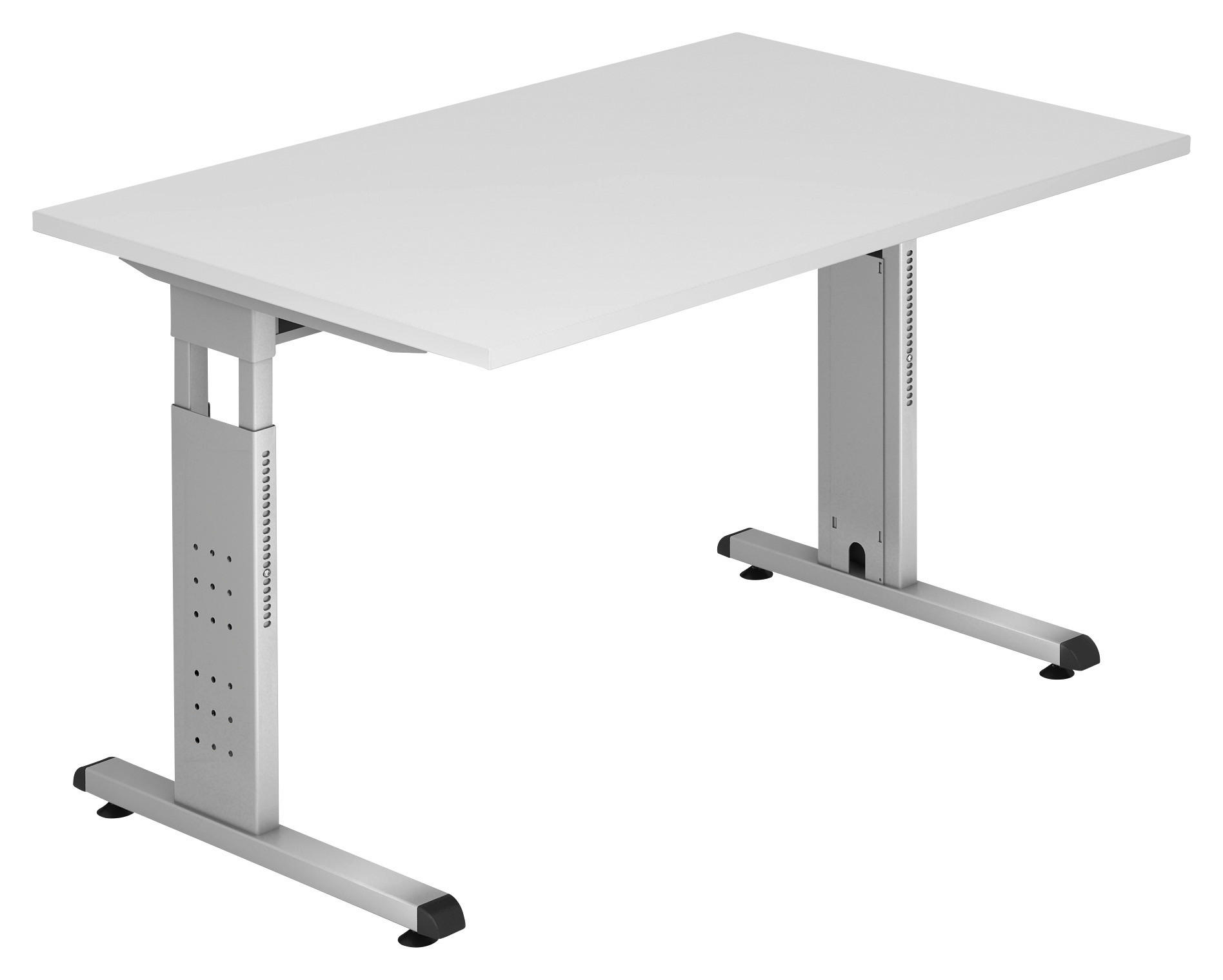 SCHREIBTISCH 120/80/65-85 cm  in Weiß  - Silberfarben/Weiß, KONVENTIONELL, Holzwerkstoff/Metall (120/80/65-85cm) - Venda