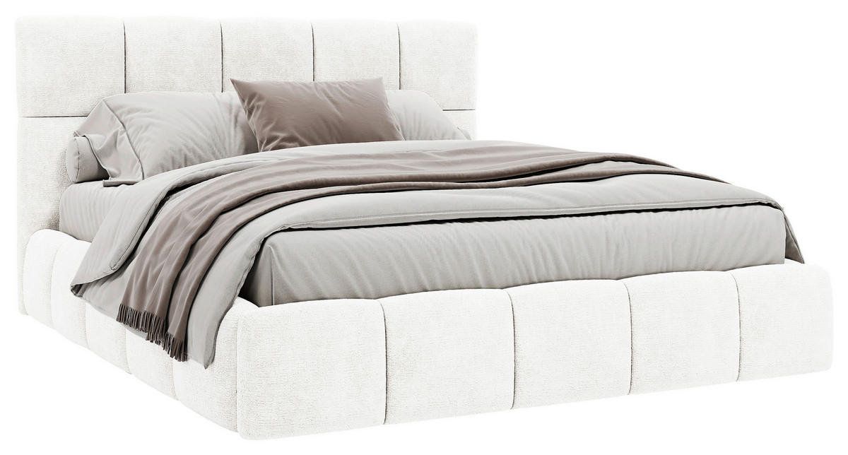 POLSTERBETT 180/200 cm,  in Naturfarben, gepolstertes Kopfteil, Lattenrost, Bettkasten,  - Schwarz/Naturfarben, MODERN, Holz/Holzwerkstoff (180/200cm) - MID.YOU