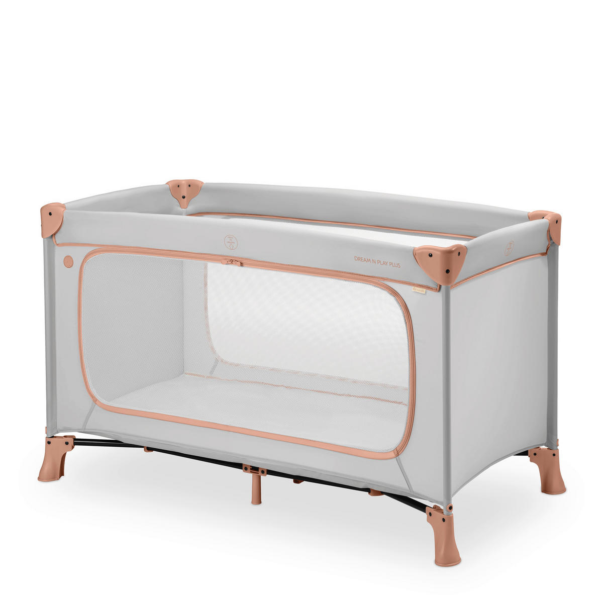 REISEBETT Dream N Play Plus Greige, Koralle  - Greige/Koralle, Basics, Kunststoff/Textil (65/76/125cm) - Hauck