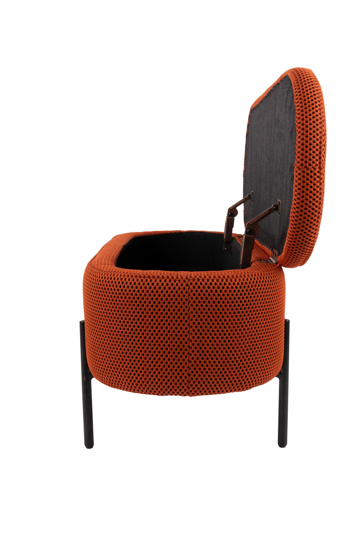 HOCKERBANK in Metall, Textil Schwarz, Dunkelorange  - Dunkelorange/Schwarz, Design, Textil/Metall (95/43/36cm)