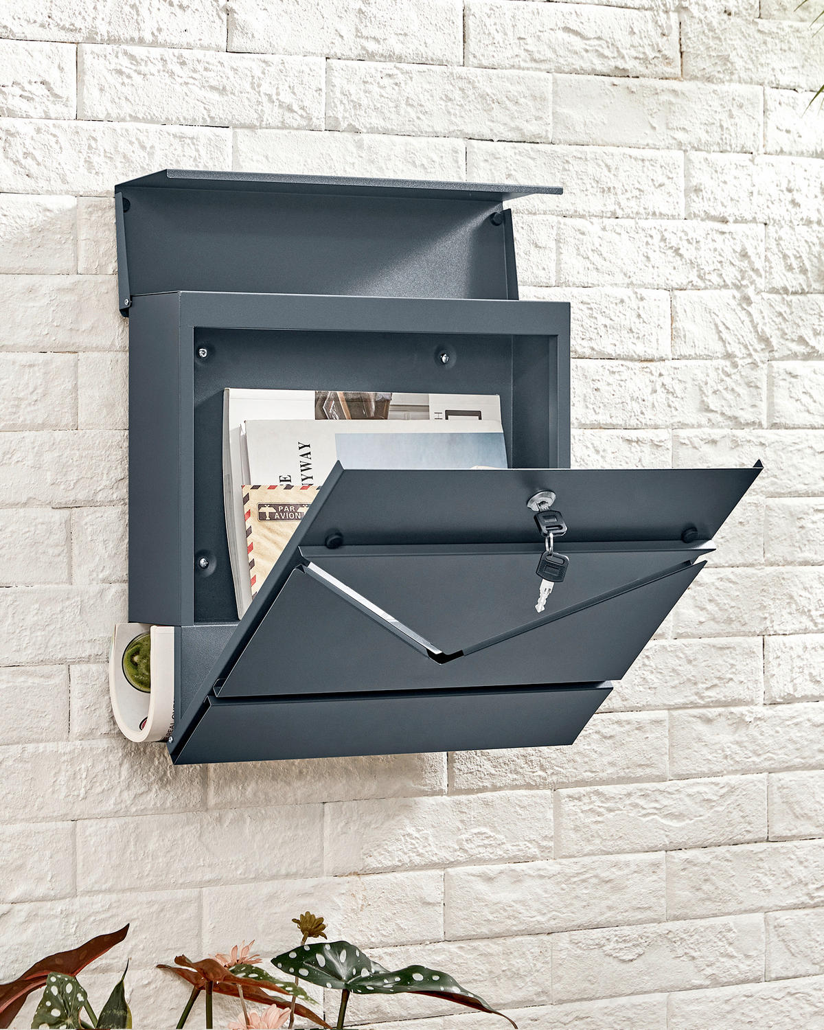 BRIEFKASTEN Grau  - Grau, Basics, Metall (37/37/10,5cm)