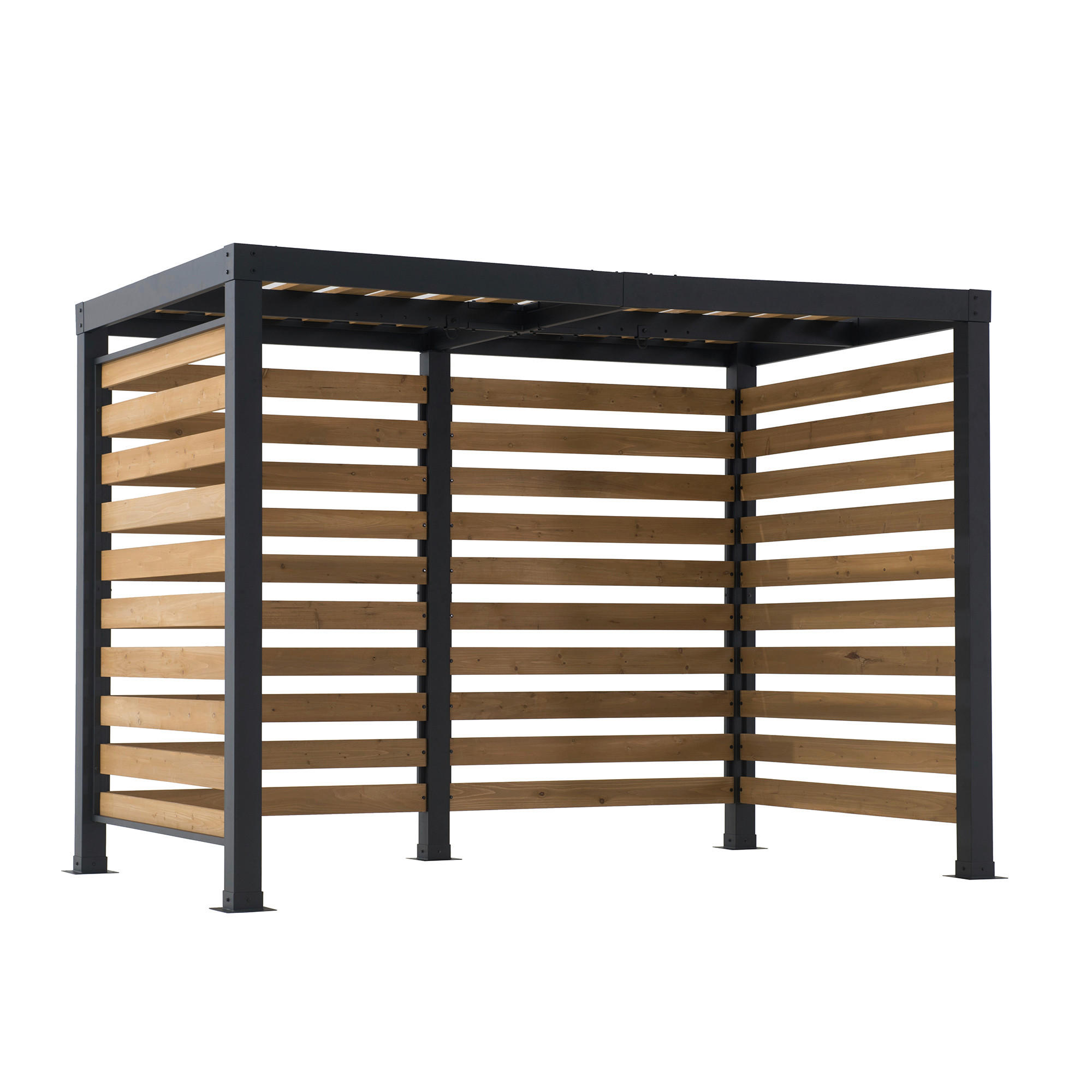 PAVILLON 313/223/191 cm Stahl  - Lärchefarben/Schwarz, MODERN, Holz/Metall (313/223/191cm) - Modante