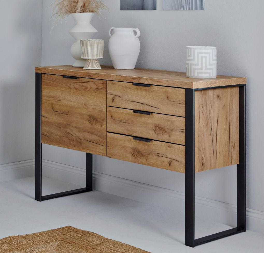 SIDEBOARD  in 119/76/39,5 cm  - Eichefarben/Anthrazit, MODERN, Holzwerkstoff/Metall (119/76/39,5cm)