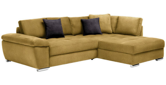 ECKSOFA in Webstoff Gelb  - Chromfarben/Dunkelgrau, Design, Kunststoff/Textil (276/212cm) - Carryhome