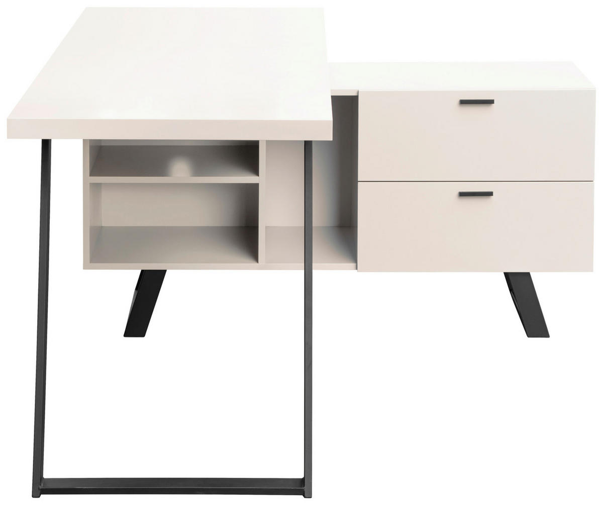 SAROKÍRÓASZTAL  - kasmírszínű/fekete, Modern, faalapú anyag/fém (150/120/75cm) - MID.YOU