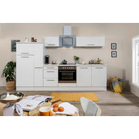 KÜCHENBLOCK 300 cm   Weiss  - Weiss/Edelstahlfarben, Konventionell, Holzwerkstoff/Metall (300cm) - Respekta