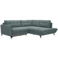 ECKSOFA in Flachgewebe, Leinenoptik Blau  - Blau/Schwarz, Design, Textil/Metall (247/208cm) - Xora