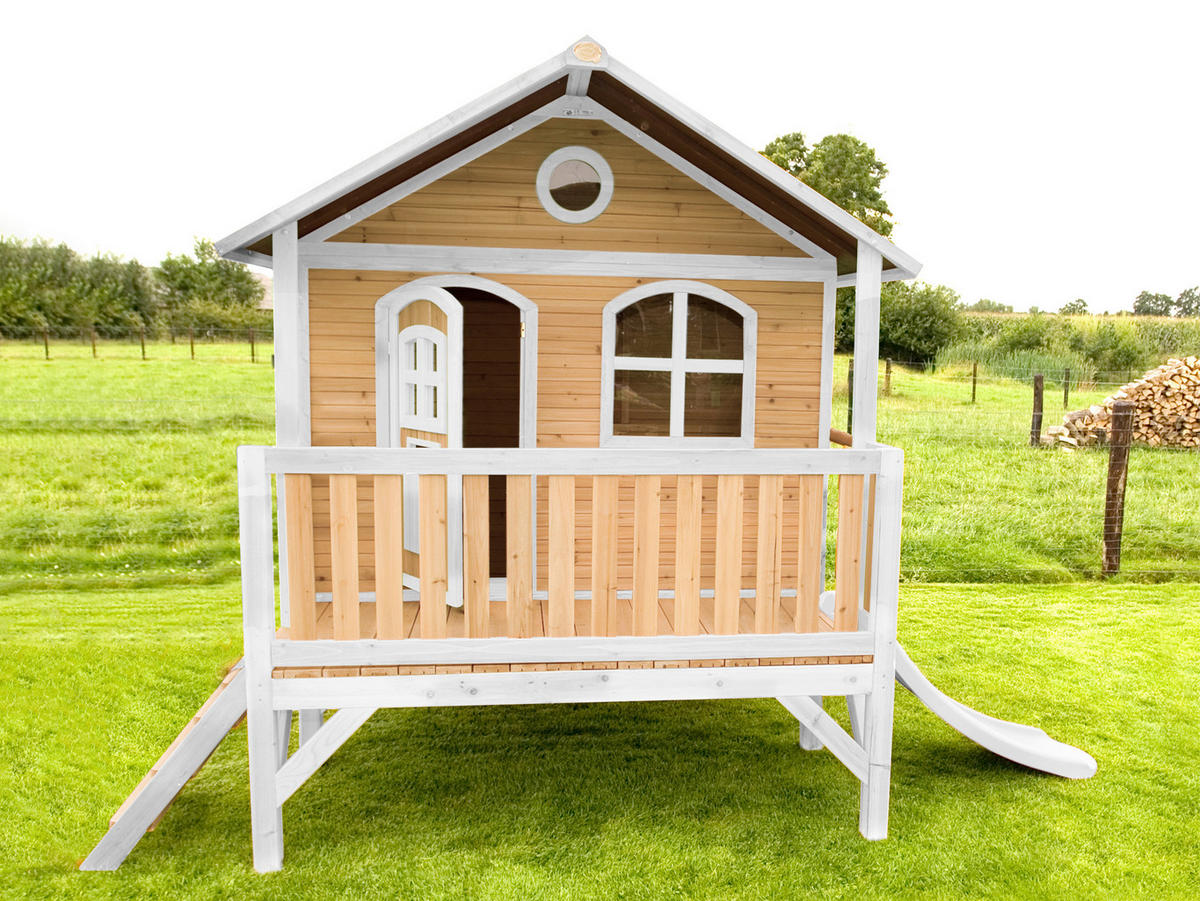 SPIELHAUS 349/233/212 cm  - Weiss/Rot, Konventionell, Holz/Kunststoff (349/233/212cm)