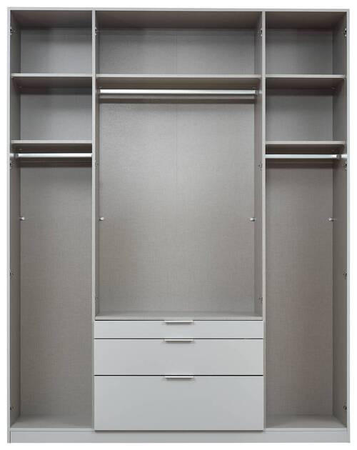 NYÍLÓAJTÓS SZEKRÉNY szürke, ezüst  - ezüst/alumínium színű, Modern, faalapú anyag (181/229/54cm) - Rauch Möbel