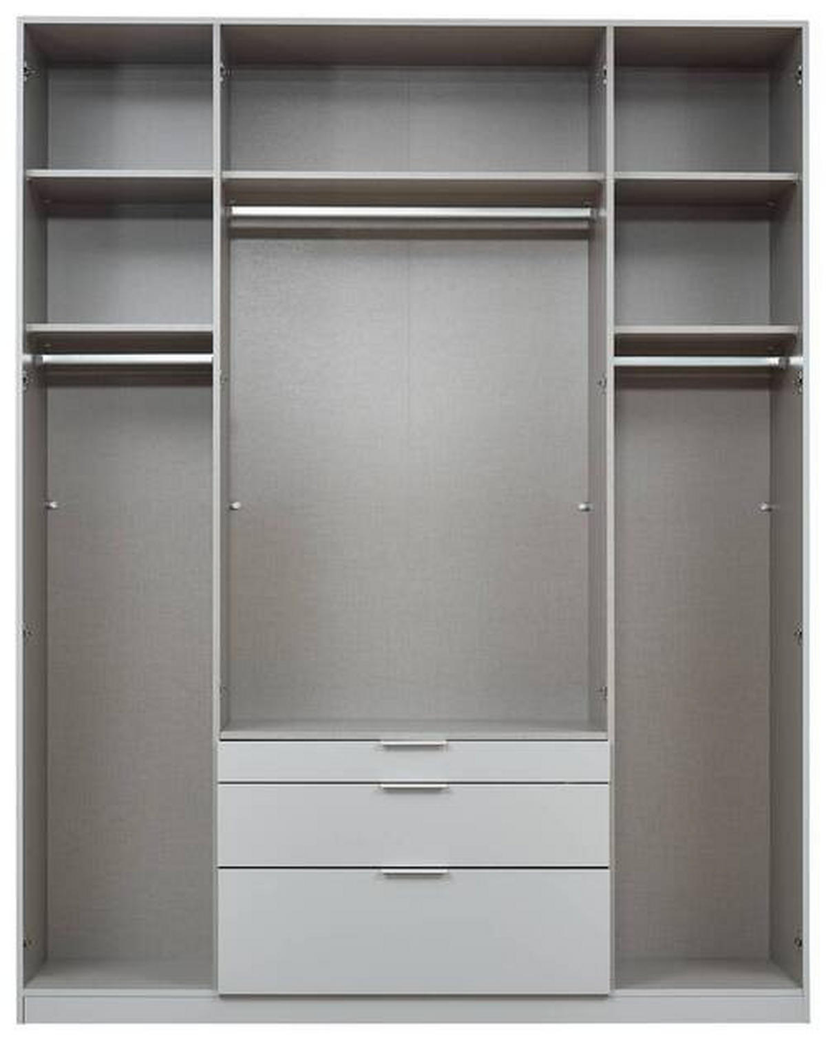 NYÍLÓAJTÓS SZEKRÉNY szürke, ezüst  - ezüst/alumínium színű, Modern, faalapú anyag (181/229/54cm) - Rauch Möbel