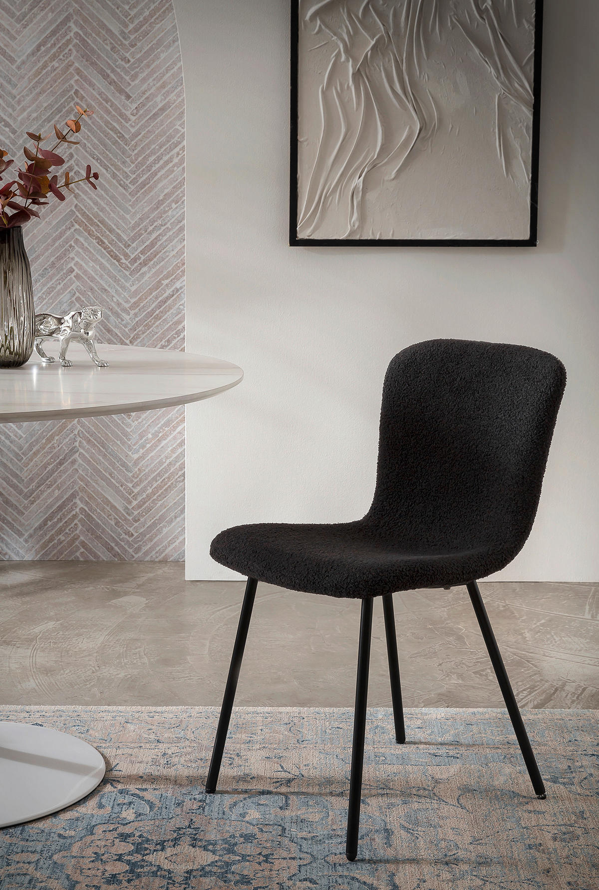 SADA STOLIČIEK 4 kus - čierna, Modern, kov/textil (44/79/52cm) - Livetastic