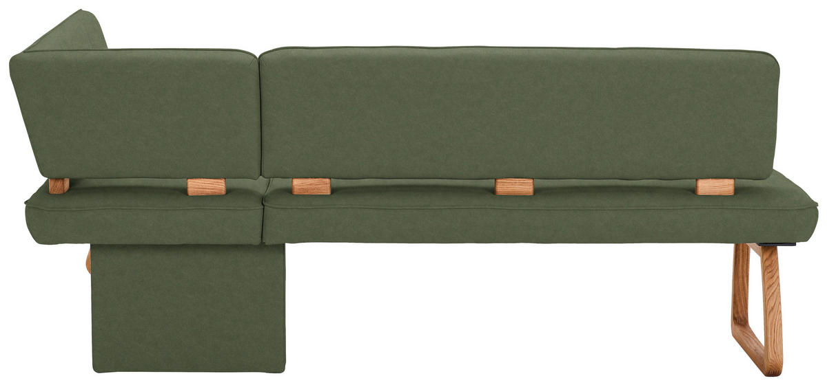 ECKBANK 208/155 cm Webstoff, Mikrofaser Dunkelgrün Eiche vollmassiv   - Dunkelgrün, KONVENTIONELL, Holz/Textil (208/155cm) - Venda