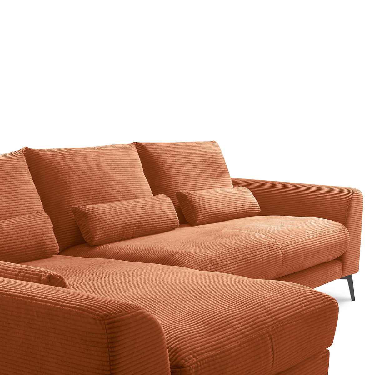 ECKSOFA Kupferfarben Cord Nierenkissen, Rückenkissen  - Schwarz/Kupferfarben, Design, Textil/Metall (172/313cm) - P & B