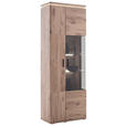 VITRINE Eiche dunkel 75/208/38 cm - Eiche dunkel/Anthrazit, KONVENTIONELL, Glas/Holzwerkstoff (75/208/38cm) - Cantus