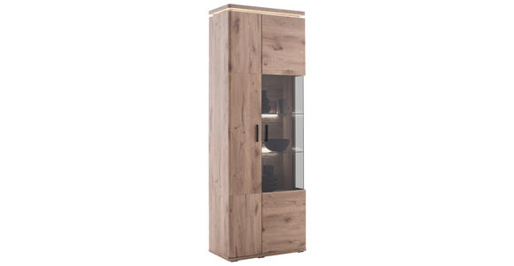 VITRINE Eiche dunkel 75/208/38 cm - Eiche dunkel/Anthrazit, KONVENTIONELL, Glas/Holzwerkstoff (75/208/38cm) - Cantus