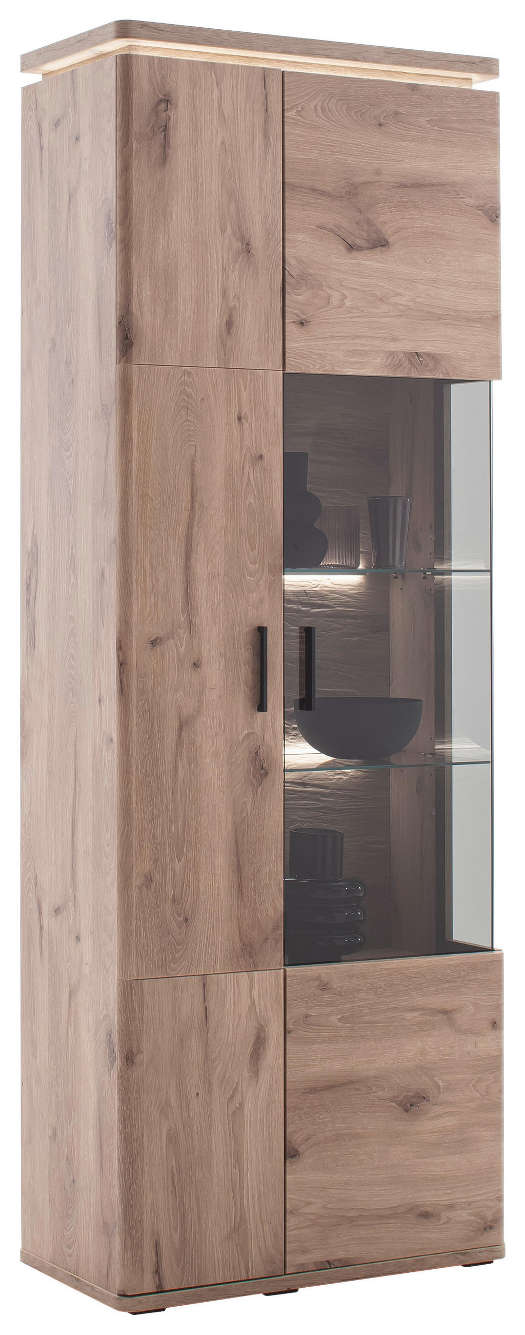 VITRINE Eiche dunkel  75/208/38 cm  - Eiche dunkel/Anthrazit, Konventionell, Glas/Holzwerkstoff (75/208/38cm) - Cantus