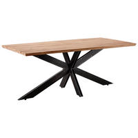 ESSTISCH Wildeiche massiv rechteckig Eichefarben  - Eichefarben/Schwarz, Design, Holz/Metall (200/100/77cm) - Linea Natura