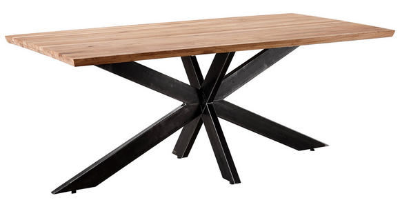 ESSTISCH Eichefarben rechteckig   - Eichefarben/Schwarz, Design, Holz/Metall (200/100/77cm) - Linea Natura