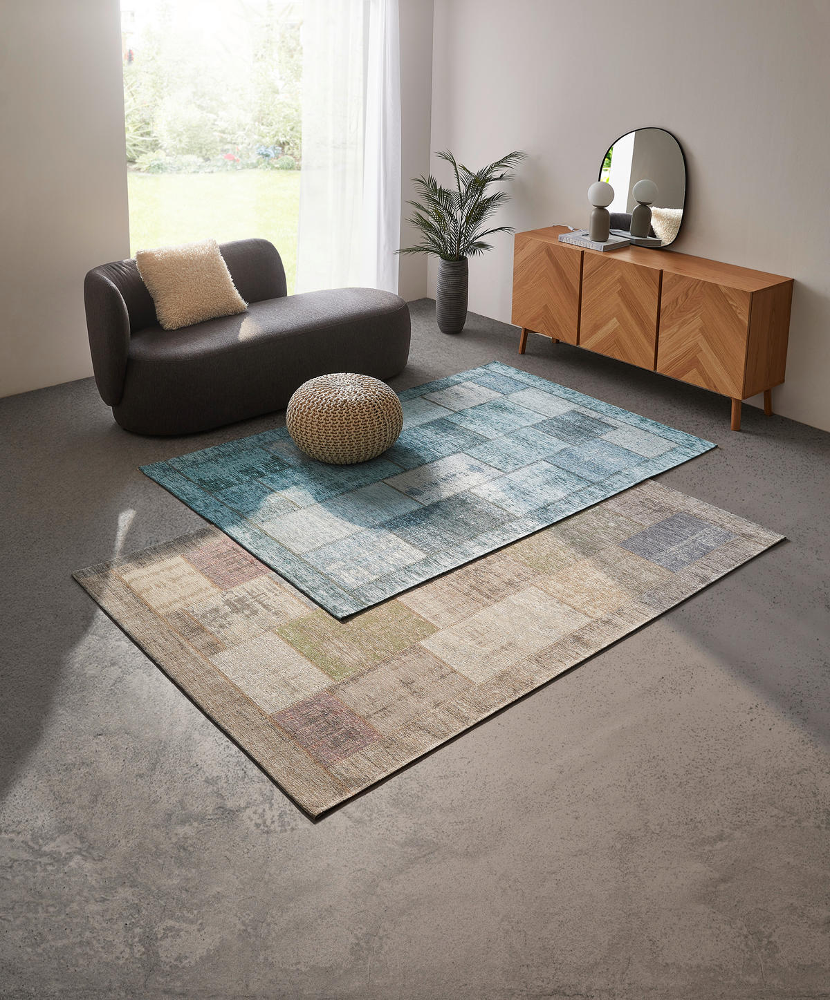 FLACHWEBETEPPICH 200/290 cm Patch Türkis  - Türkis, Trend, Textil (200/290cm) - Novel